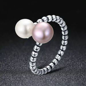 💞FRESHWATER PINK➕WHITE PEARL ADJUSTABLE RING💞